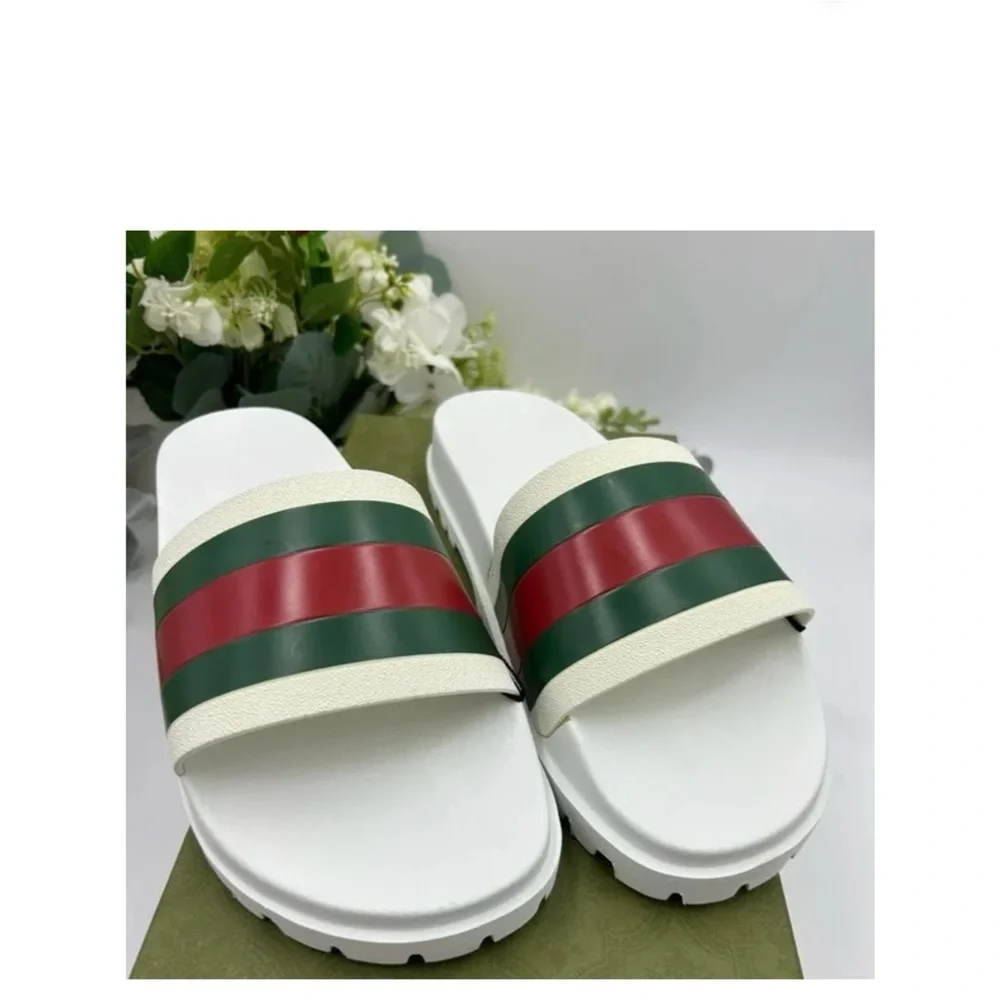 Gucci web slide sandals size 12 made in Italy - Picture 2 of 8